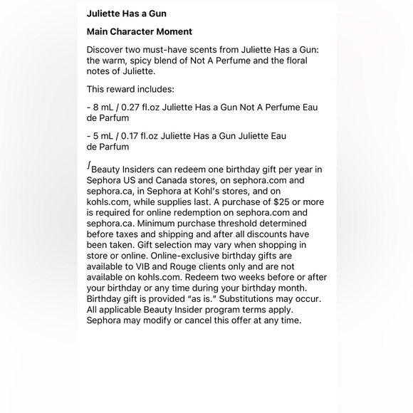 Juliette Has a Gun Perfume Set- Sephora birthday gift set - Picture 3 of 5